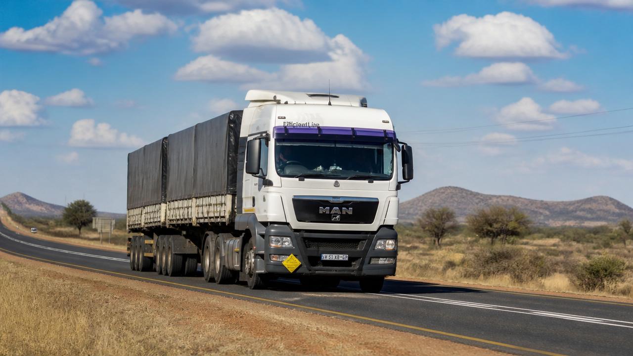 Long-haul freight truck on a Southern African cross-border route