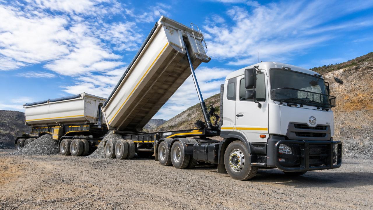 34-ton interlink side-tipper truck at a South African mine